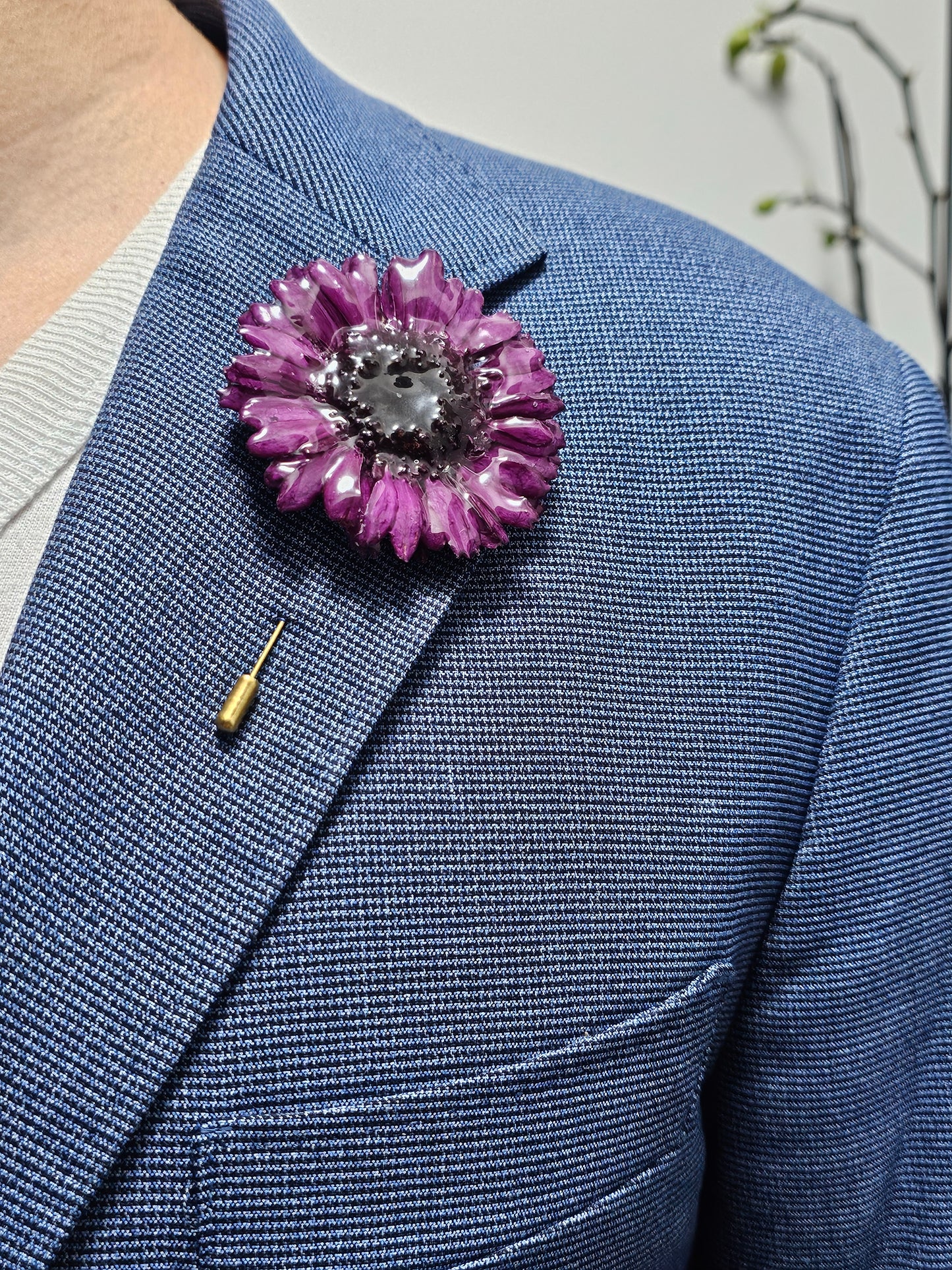 Alfiler de Solapa Gerbera Morada