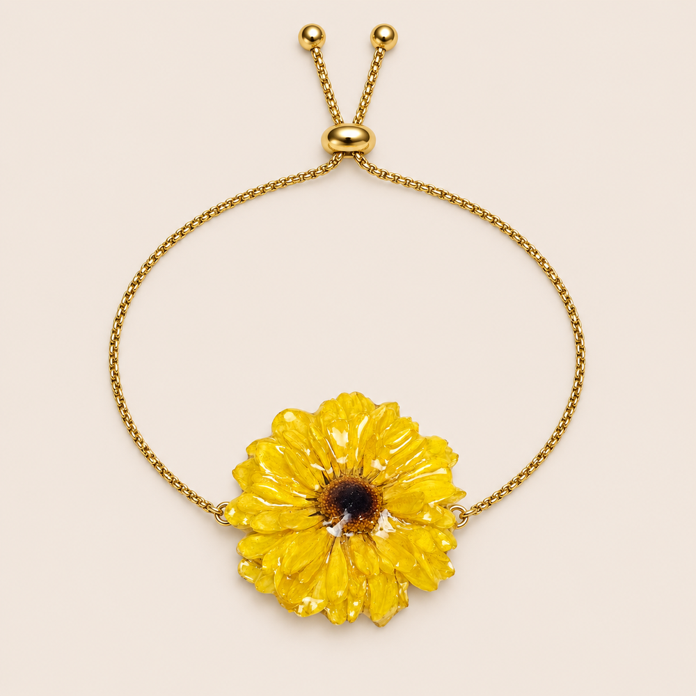 Pulseras artesanales con flores naturales encapsuladas