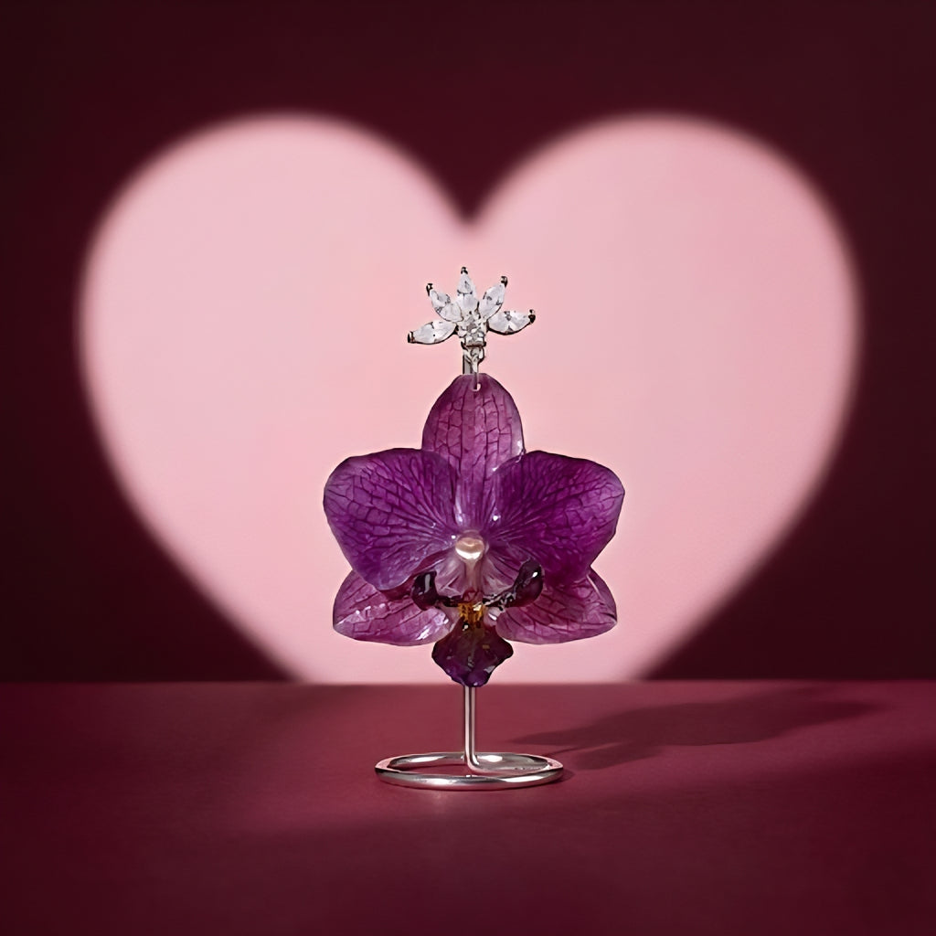 Aretes Mini Orquídea Morada y Zirconia