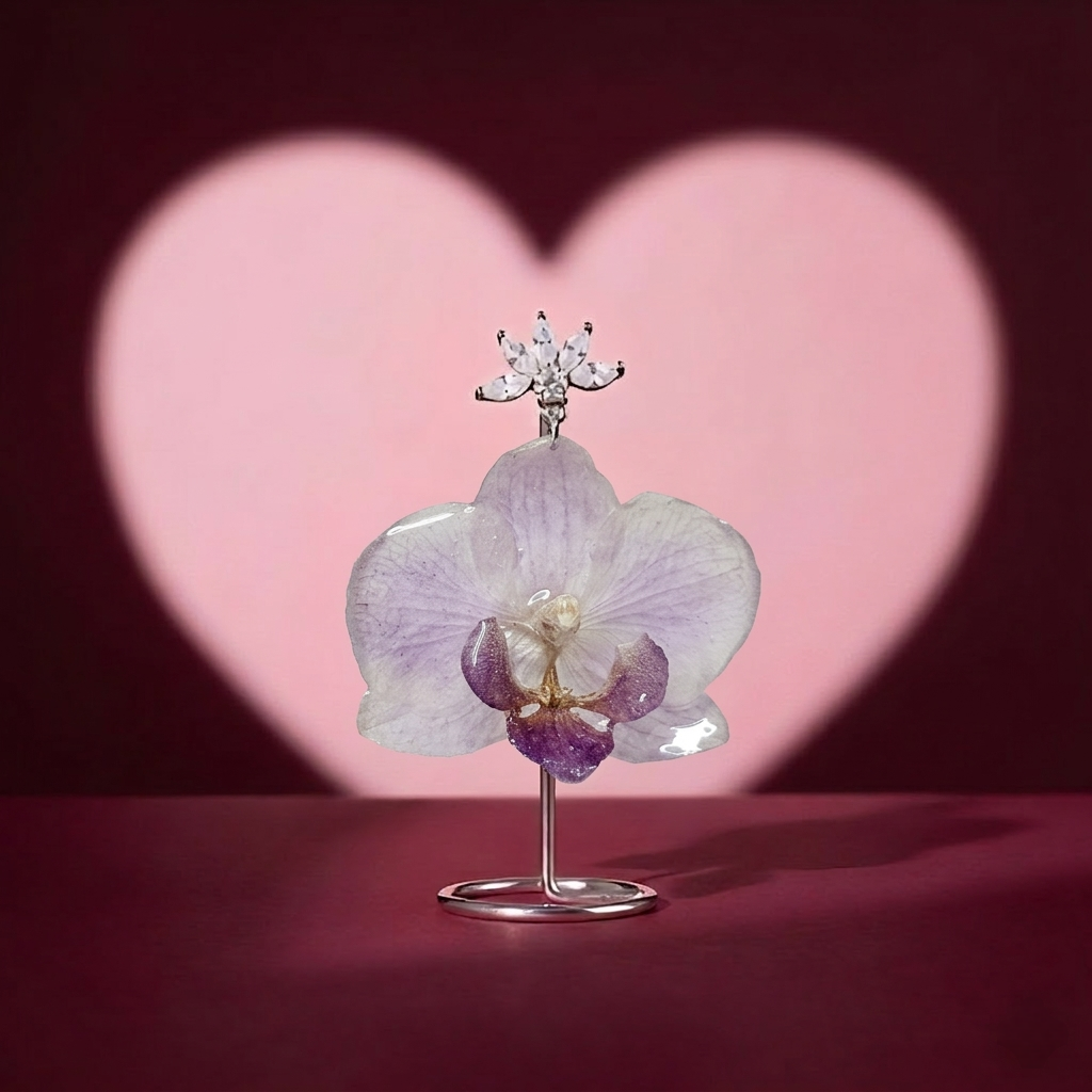 Aretes Mini Orquídea Lila y Zirconia