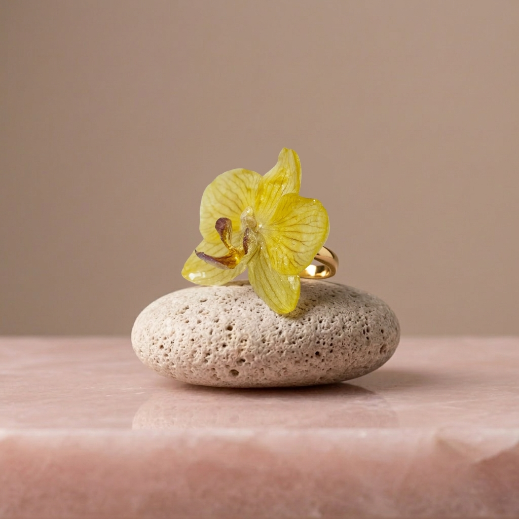 Anillo Mini Orquídea Amarilla