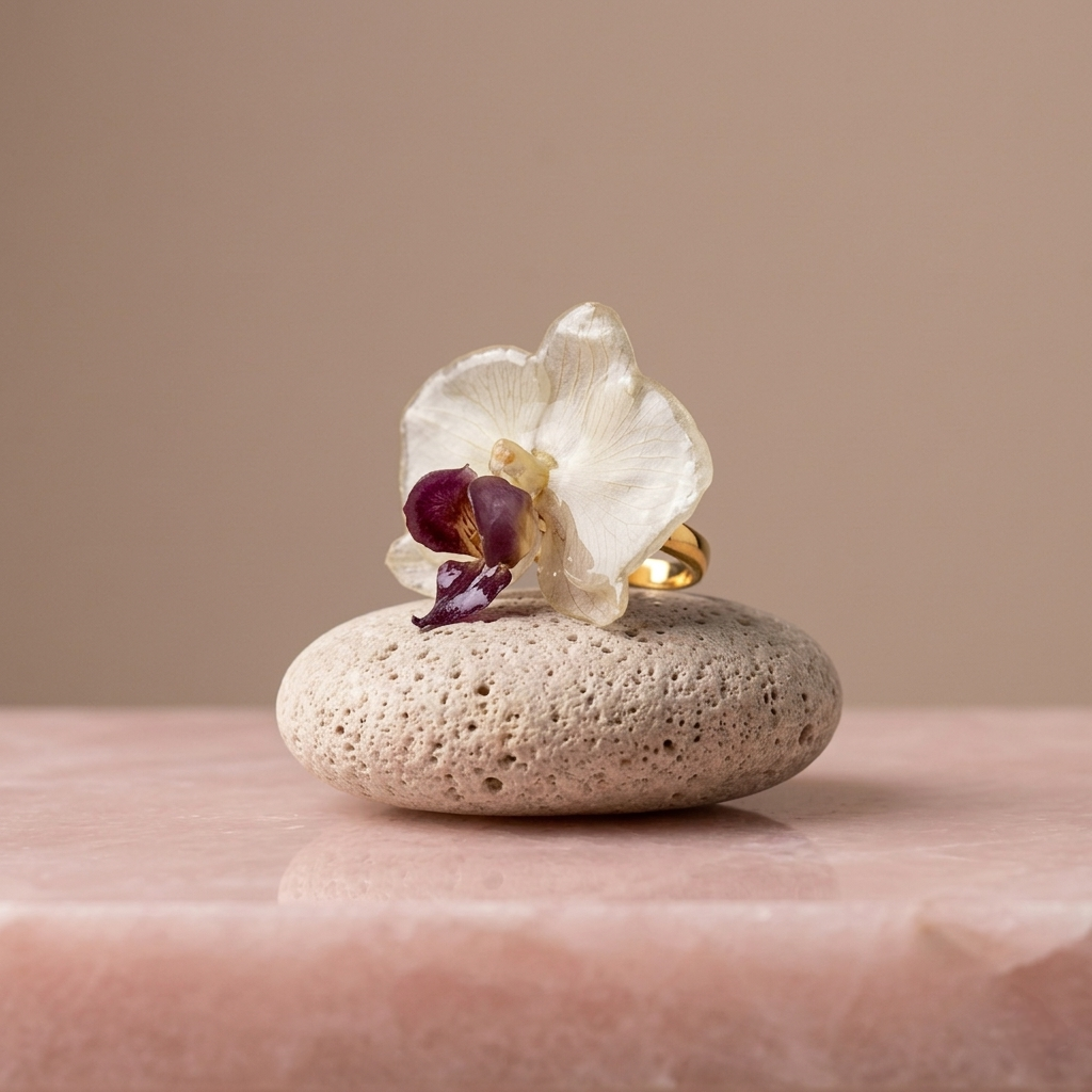 Anillo Orquídea Blanca Morado