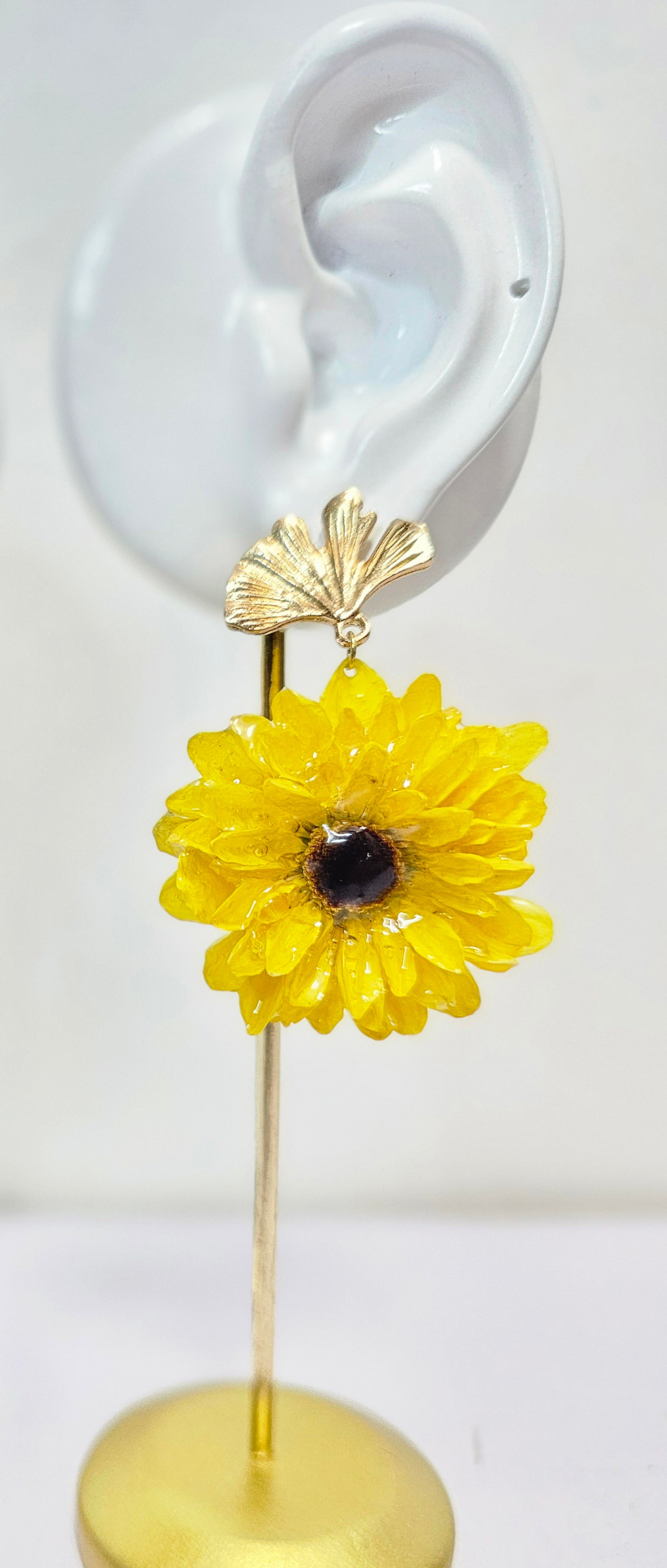 Aretes Mini Girasol y Broche de Hoja