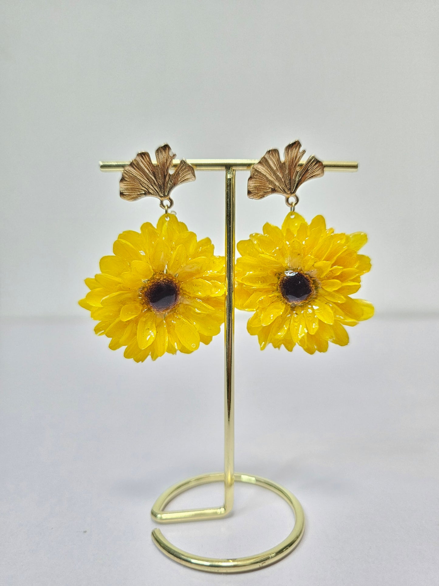 Aretes Mini Girasol y Broche de Hoja