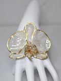 Pulsera Orquídea Blanca Dorada