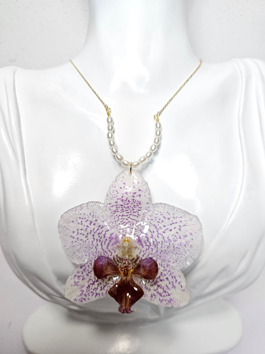 Collar Orquídea Morada Moteada