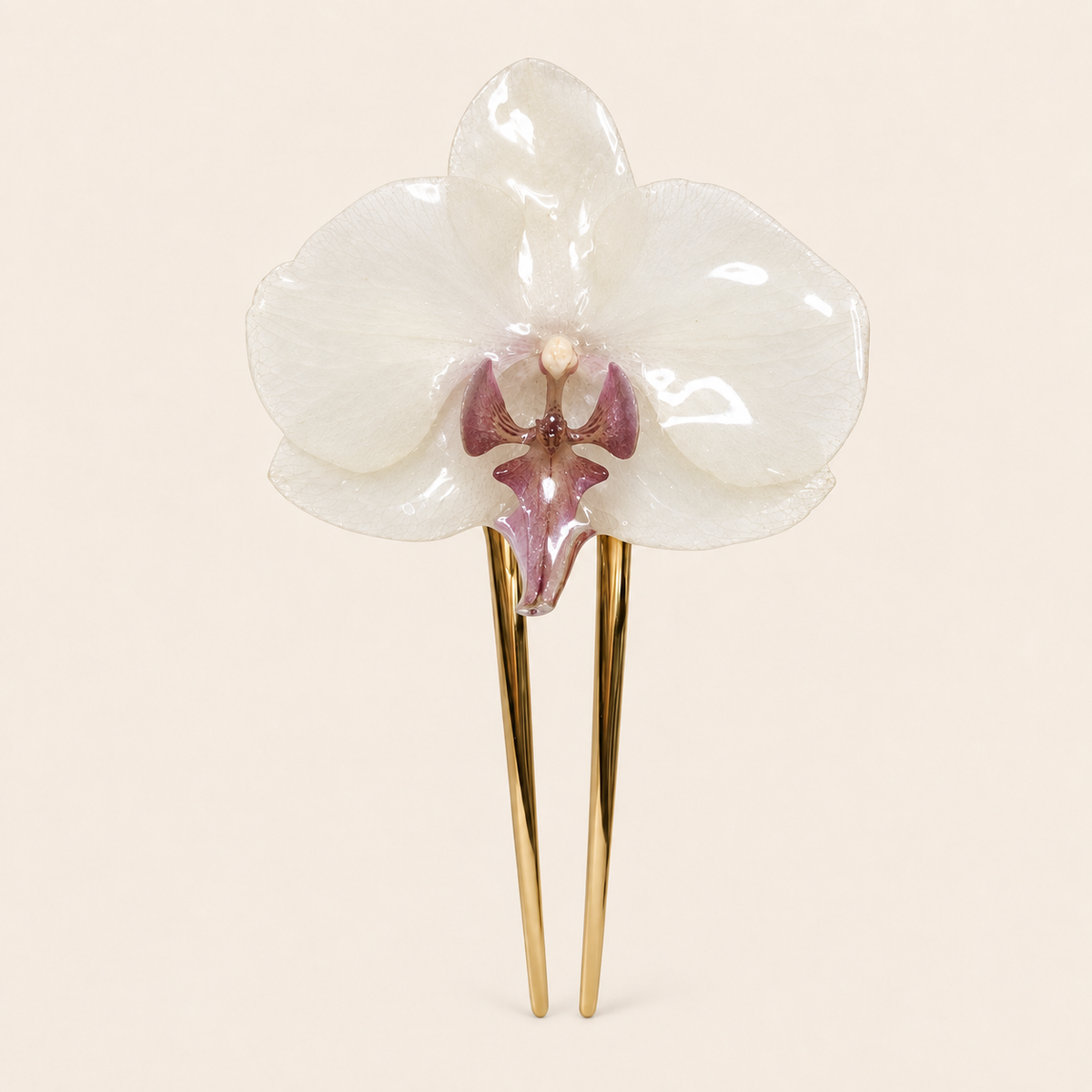 Peineta con Orquídea Blanca Morada