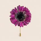 Alfiler de Solapa con Gerbera Morada artesanal con flor natural preservada — ISAMOR
