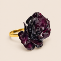 Anillo de Clavel Morado artesanal con flor natural preservada — ISAMOR