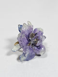 Anillo de Espuela de Caballero Morada artesanal con flor natural preservada; material: acero inoxidable, vista 2