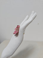 Anillo de Espuela de Caballero Rosa artesanal con flor natural preservada; material: acero inoxidable, vista 4