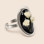 Anillo Nube artesanal con flor natural preservada — ISAMOR