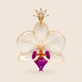 Aretes de Mini Orquídea Blanca con Morado y Zirconia artesanal con flor natural preservada — ISAMOR