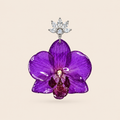 Aretes de Mini Orquídea Morada y Zirconia artesanal con flor natural preservada — ISAMOR
