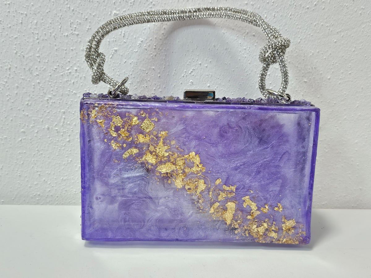 Bolso Cassandra ISAMOR, vista 5 de la pieza con flor natural encapsulada