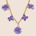 Collar de Espuela de Caballero Morada artesanal con flor natural preservada — ISAMOR