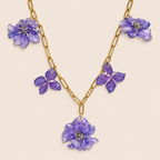 Collar de Espuela de Caballero Morada artesanal con flor natural preservada — ISAMOR