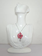 Collar de Espuela de Caballero Rosa artesanal con flor natural preservada; material: acero inoxidable, vista 2