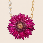 Collar de Gerbera Rosa Fucsia artesanal con flor natural preservada — ISAMOR