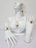 Conjunto de Mini Orquídea Blanca con Morado artesanal con flor natural preservada; material: acero inoxidable