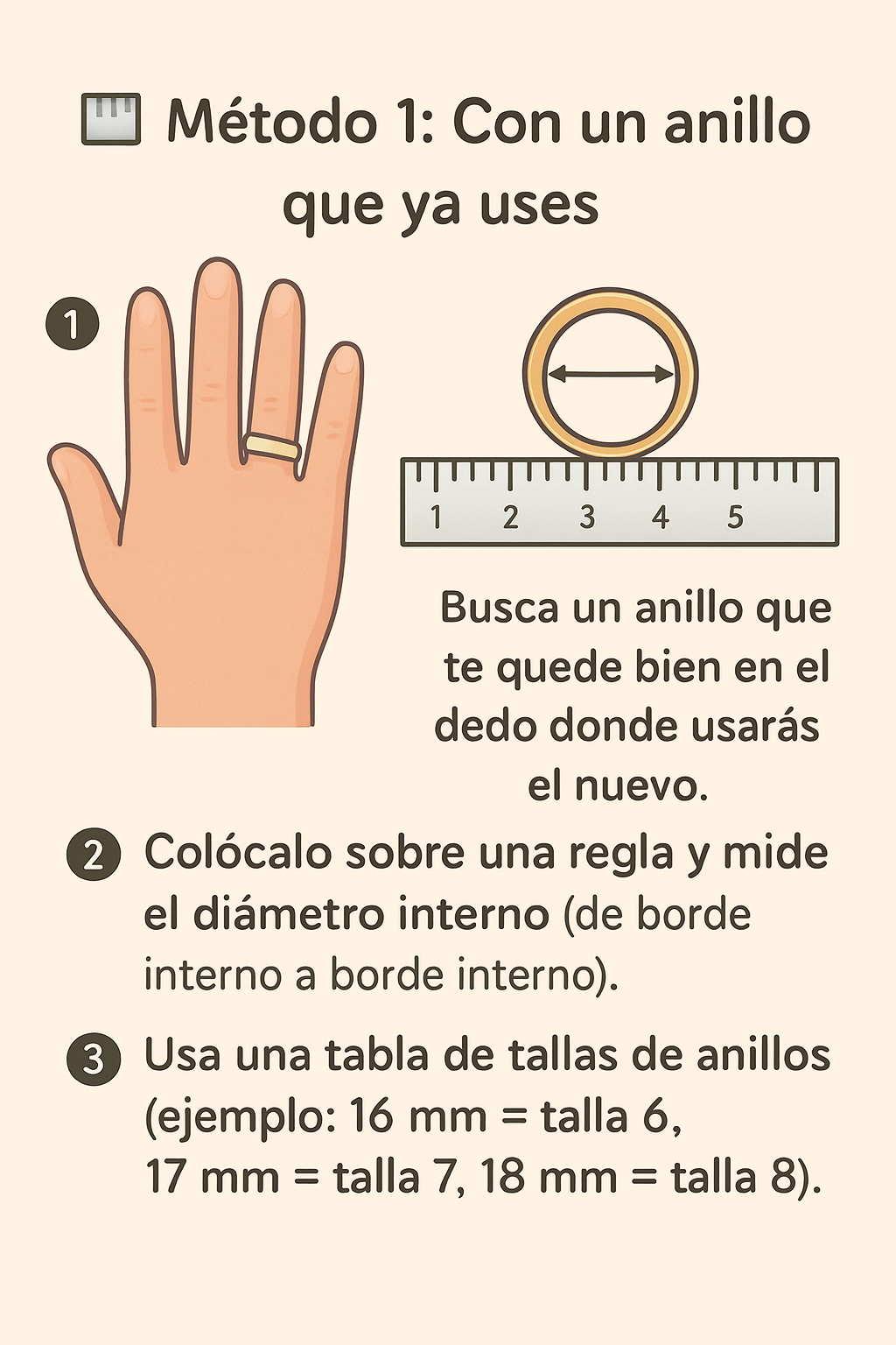 Guía para medir la talla de un anillo en casa — método 1 — ISAMOR
