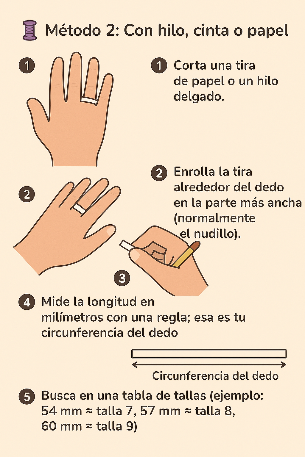 Guía para medir la talla de un anillo en casa — método 2 — ISAMOR