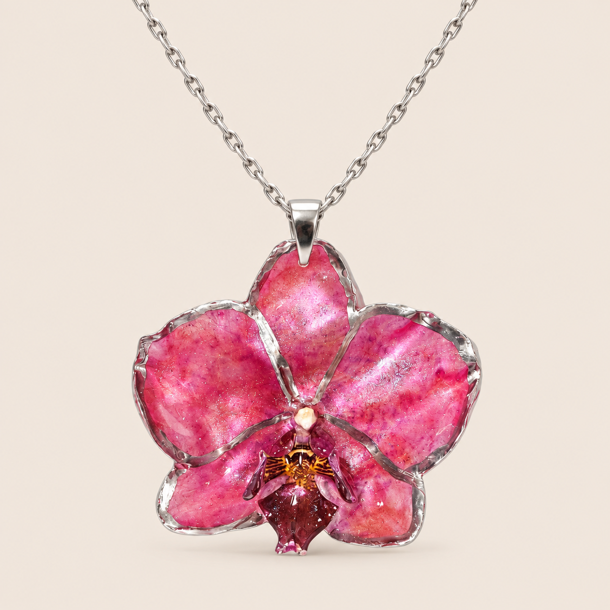 Collar de Orquídea Rosa Tornasol