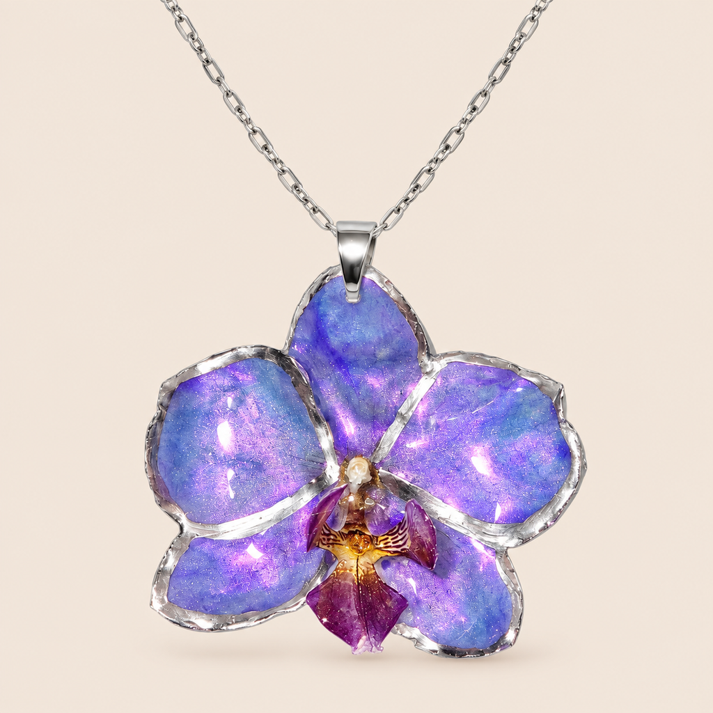 Collar de Orquídea Morada Tornasol