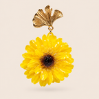 Aretes de Mini Girasol con Broche de Hoja