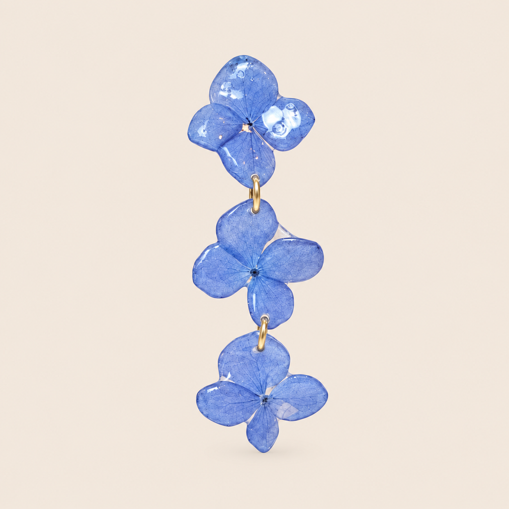 Aretes de Hortensia Azul
