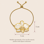 Pulsera de Orquídea Blanca Dorada