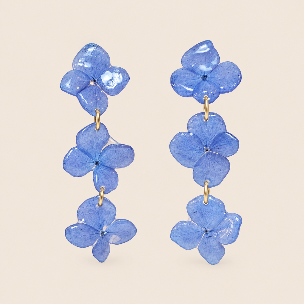 Aretes de Hortensia Azul