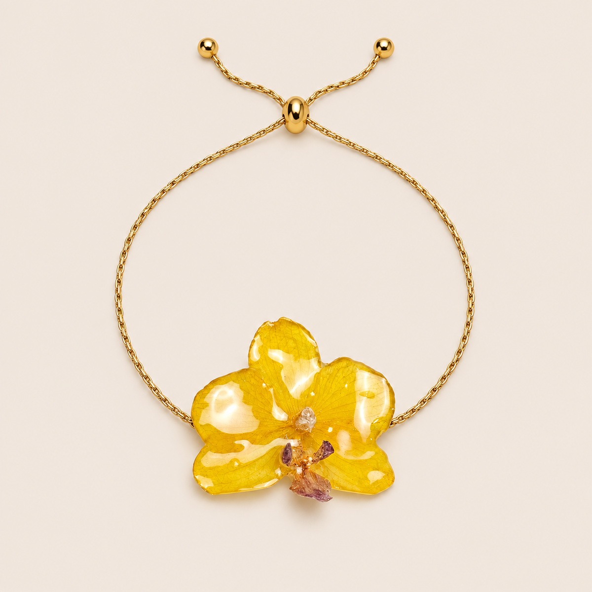 Pulsera de Mini Orquídea Amarilla