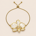 Pulsera de Orquídea Blanca Dorada