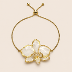 Pulsera de Orquídea Blanca Dorada