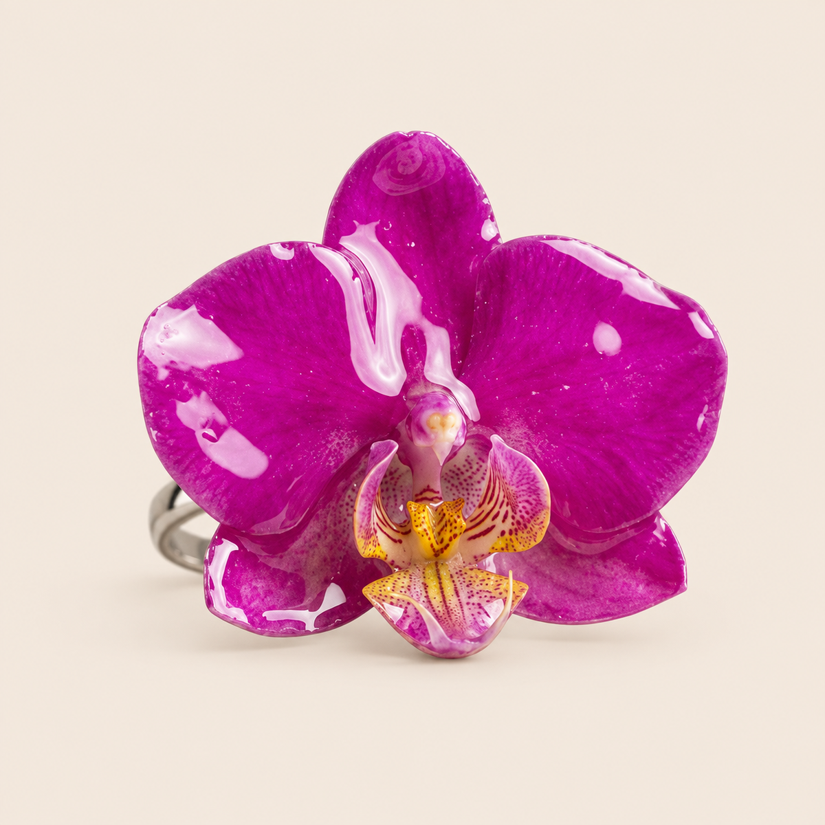 Anillo de Mini Orquídea Magenta