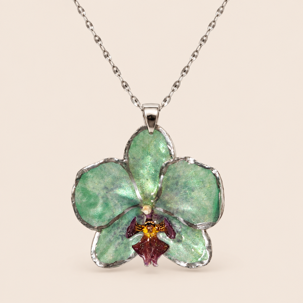 Collar de Orquídea Verde Tornasol