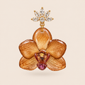 Aretes de Mini Orquídea Café y Zirconia