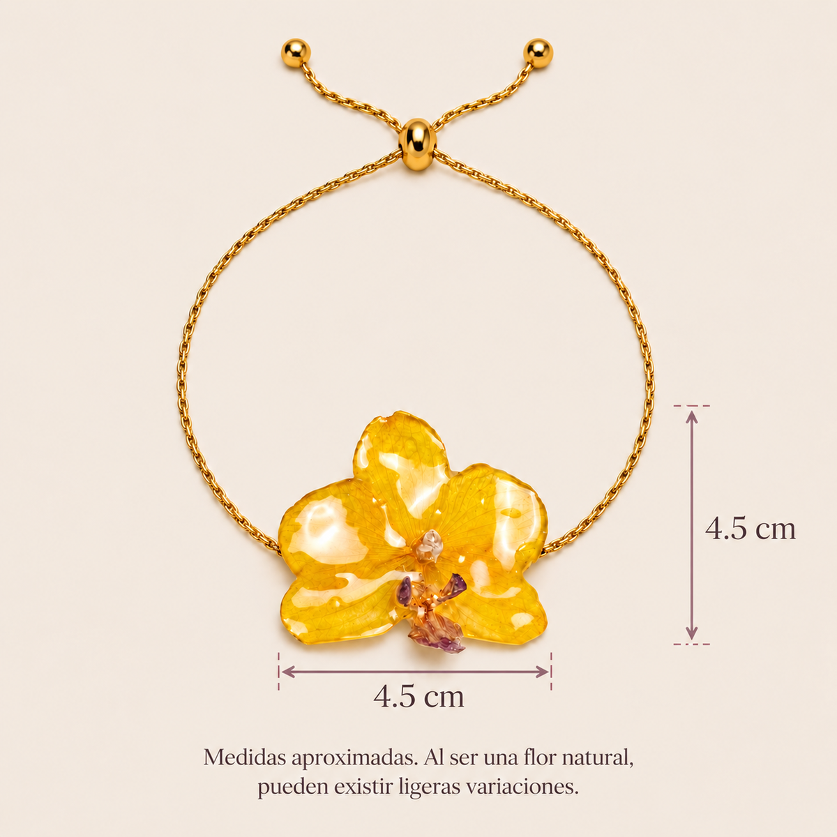 Pulsera de Mini Orquídea Amarilla