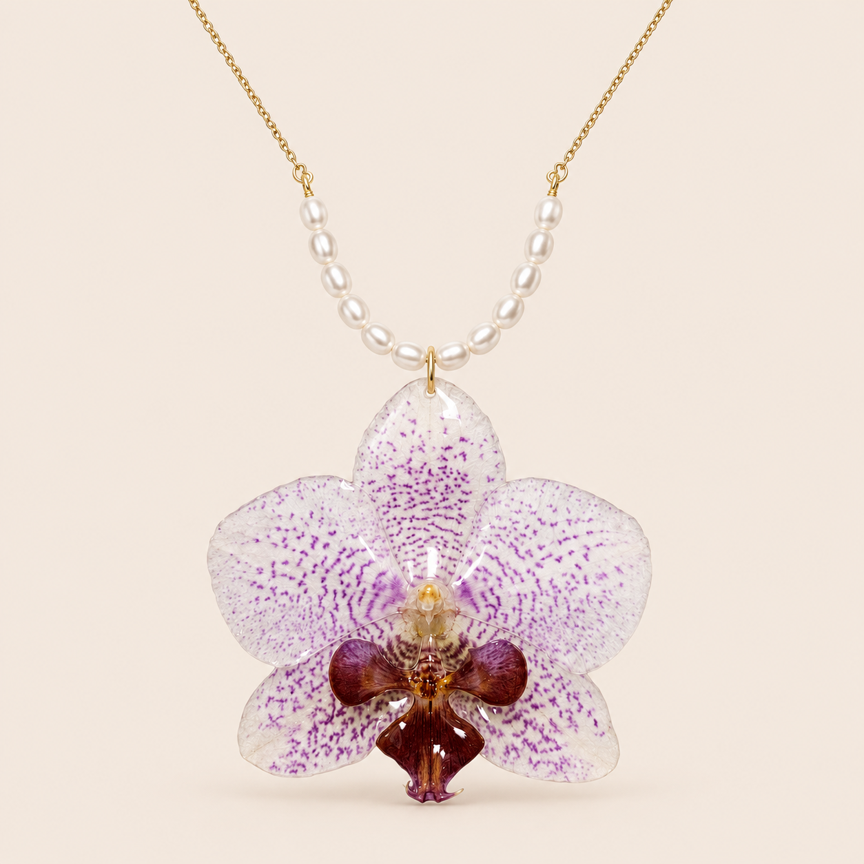 Collar de Orquídea Morada Moteada