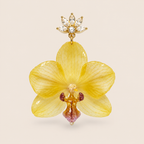 Aretes de Mini Orquídea Amarilla y Zirconia