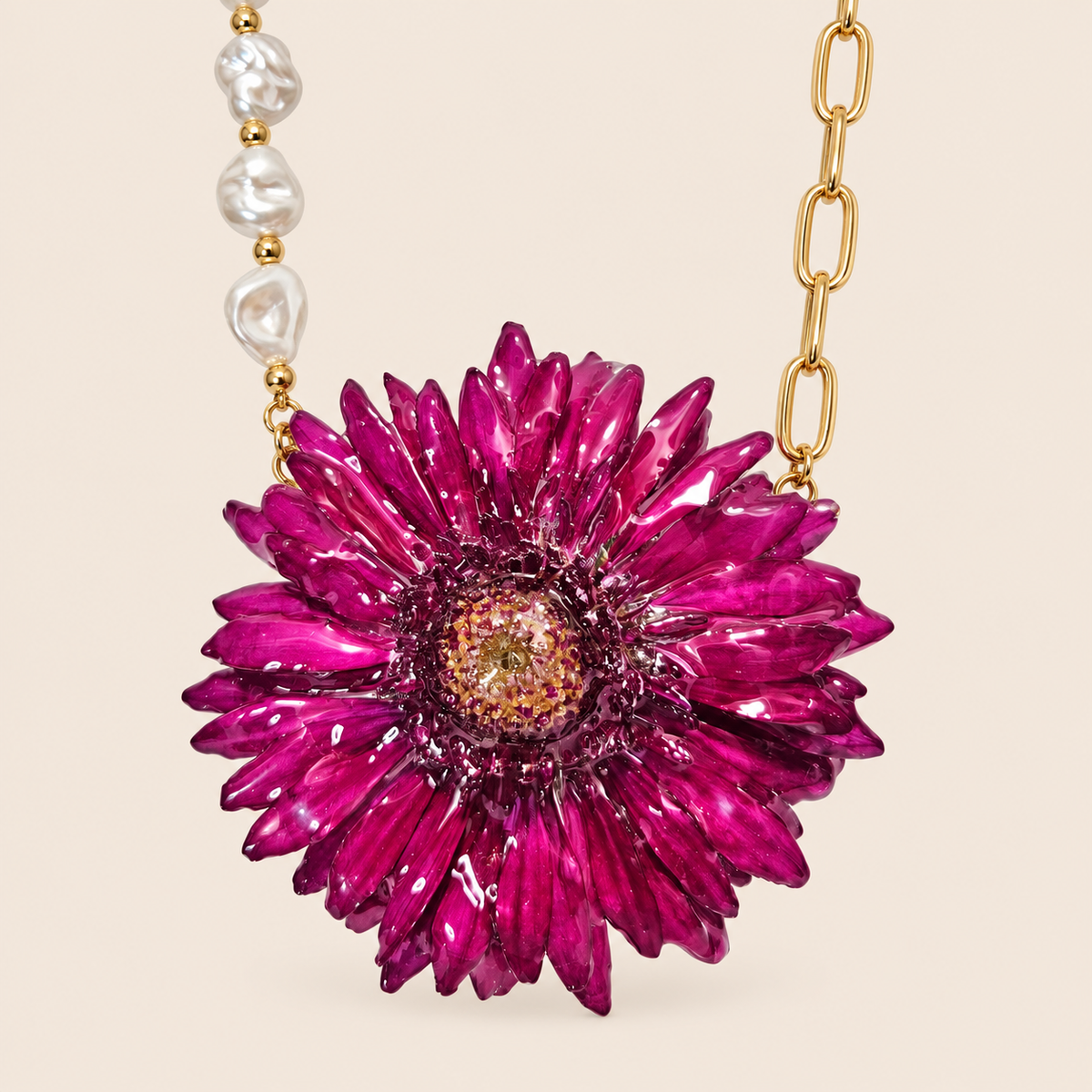 Collar de Gerbera Rosa Fucsia